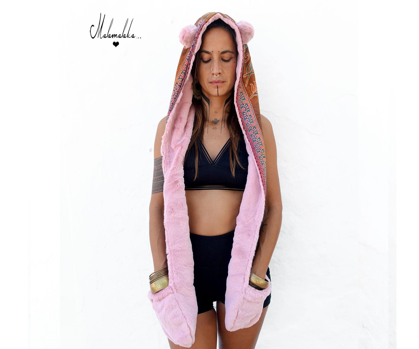 Animalakas Reversible Plush Hood | Unisex Festival Streetwear — One of a Kind