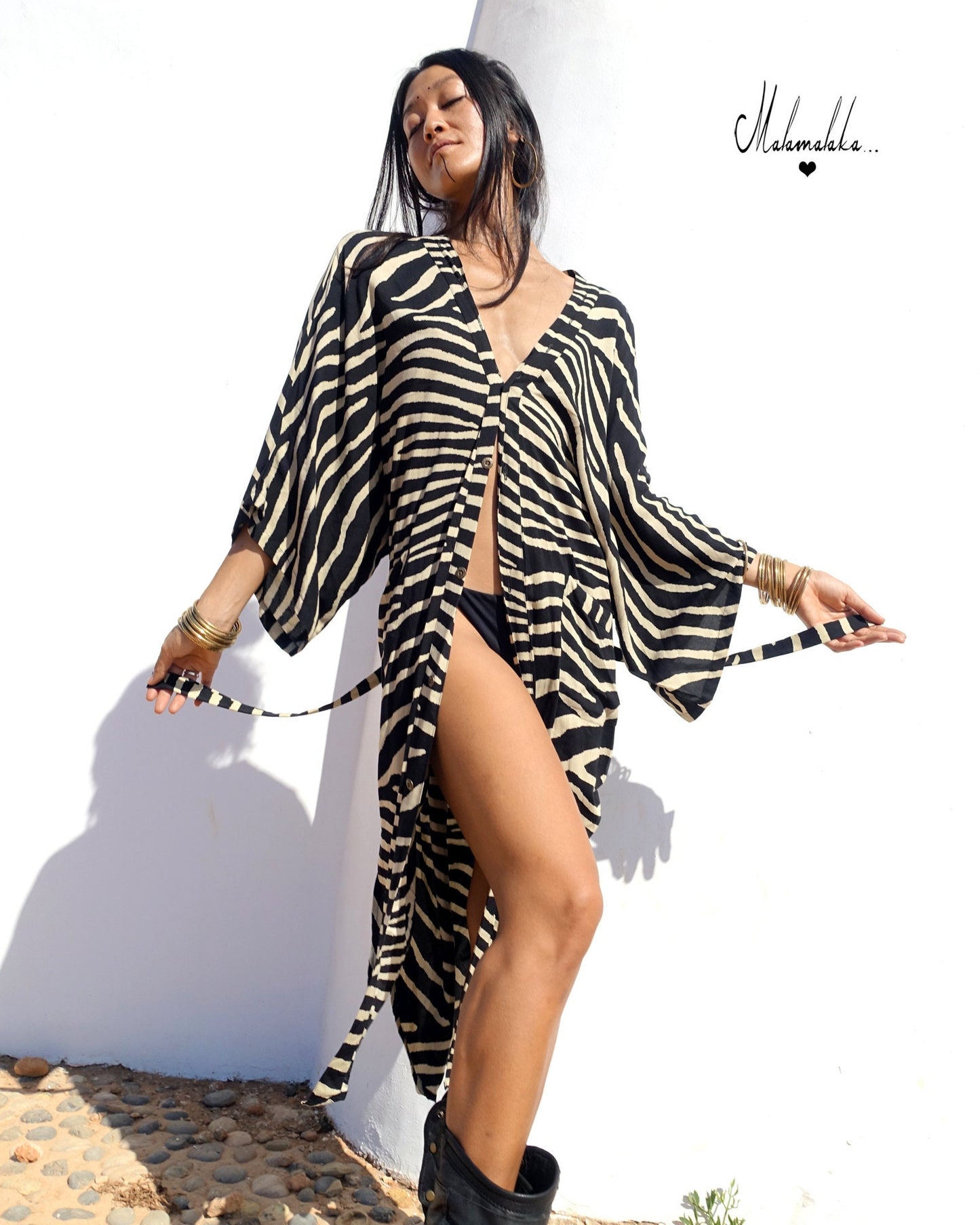 Geisha Kimono Jacket | Detachable Hood · Boho Tribal Festival Dress Kimono · Bohemian Style