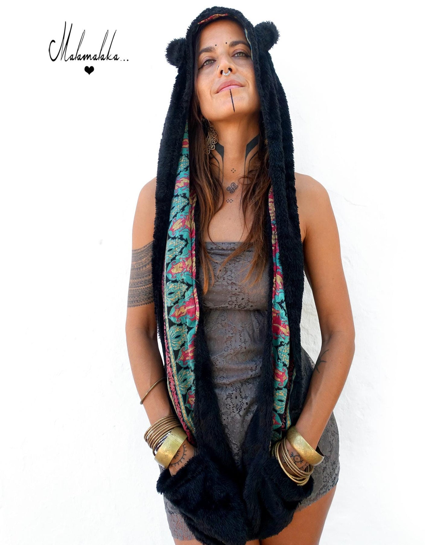 Animalakas Reversible Plush Hood | Unisex Festival Streetwear — One of a Kind