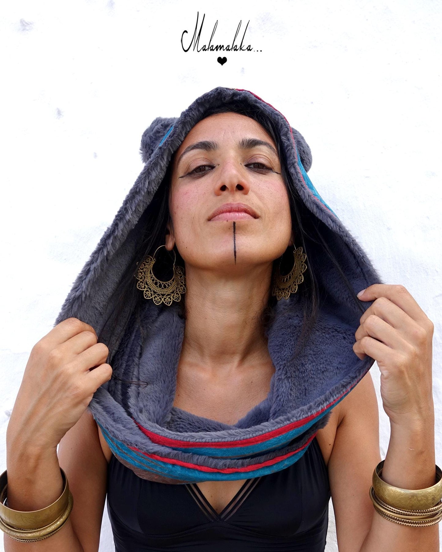 Animalakas Reversible Plush Hood | Unisex Festival Streetwear — One of a Kind