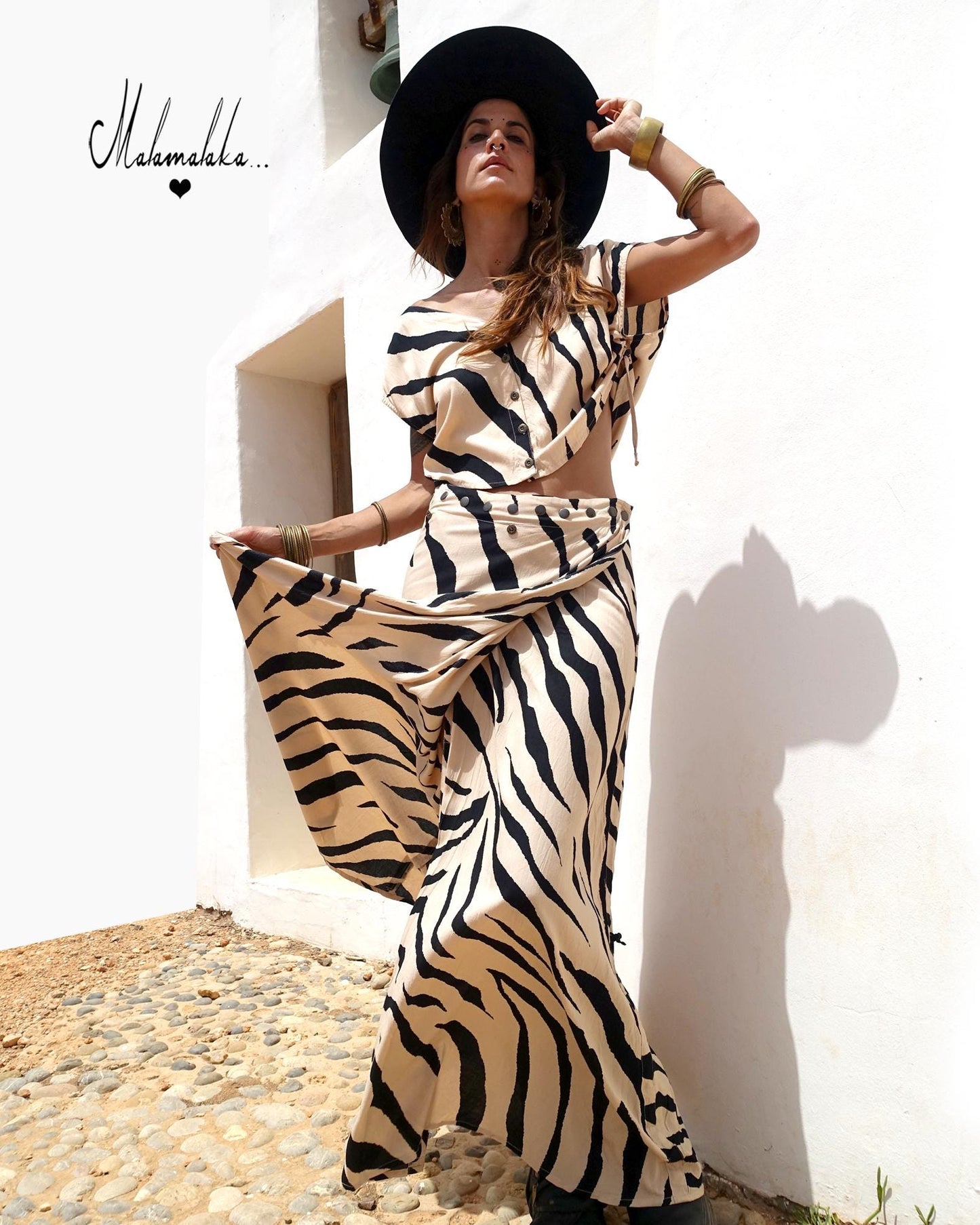 Women's Maxi Skirt & Shirt Co-ord Set | Boho Long Skirt Summer Outfit