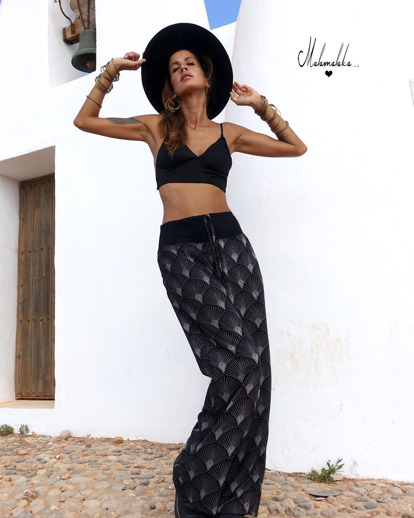Women's Fringe Rayon Wide-Leg Trousers | Elastic Waist · Straight Leg with Pockets