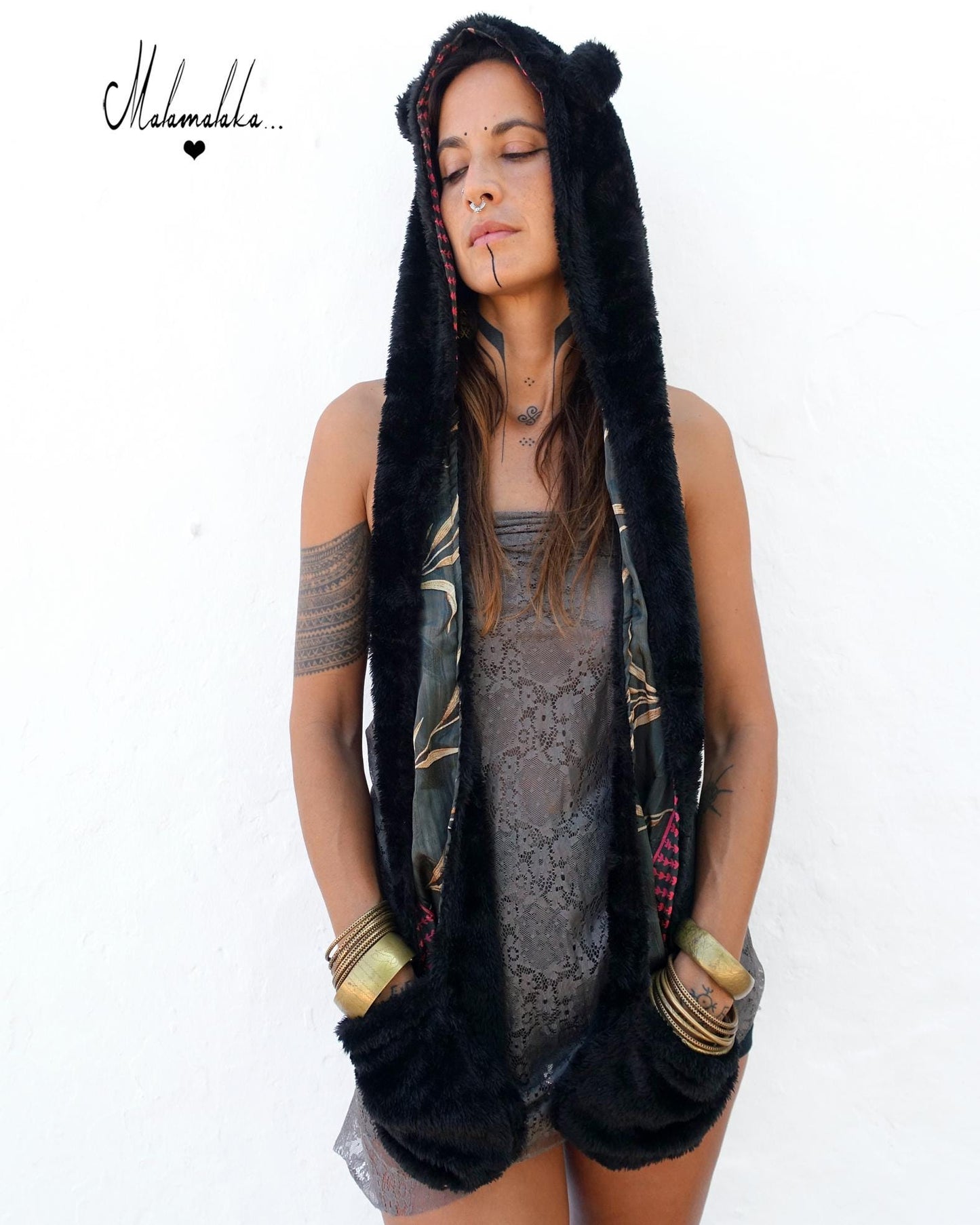 Animalakas Reversible Plush Hood | Unisex Festival Streetwear — One of a Kind