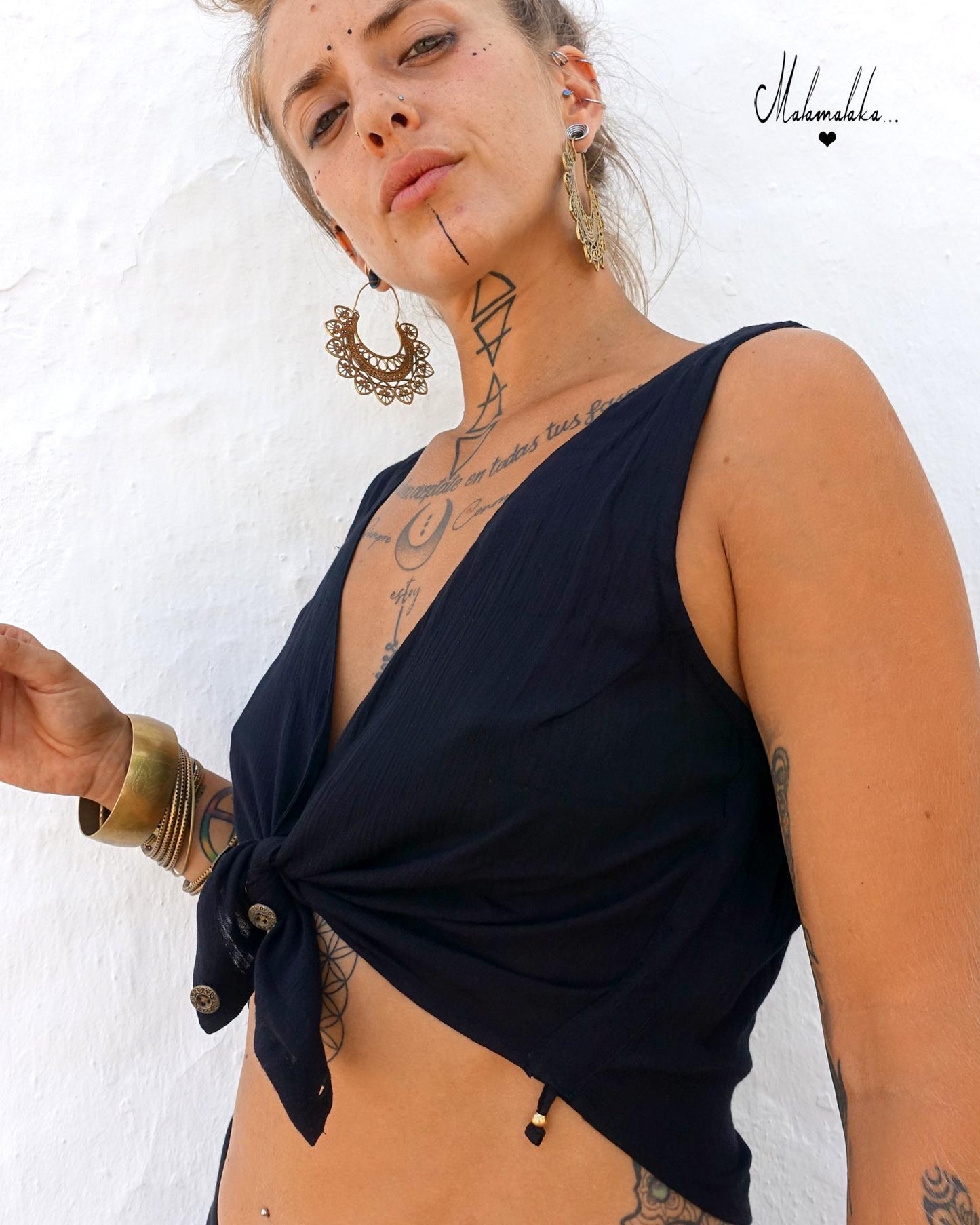 Open Back Rayon Blouse | Women's Boho Summer Top · Elegant Ibiza Style