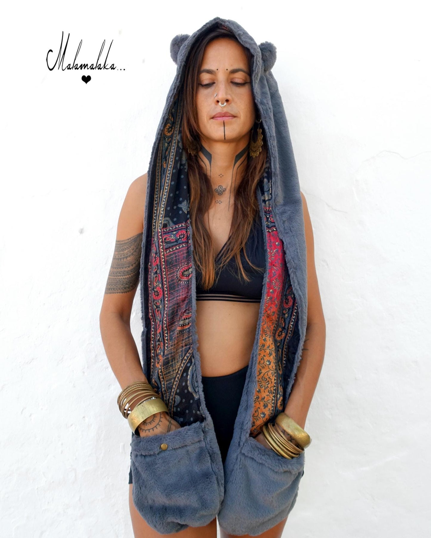 Animalakas Reversible Plush Hood | Unisex Festival Streetwear — One of a Kind
