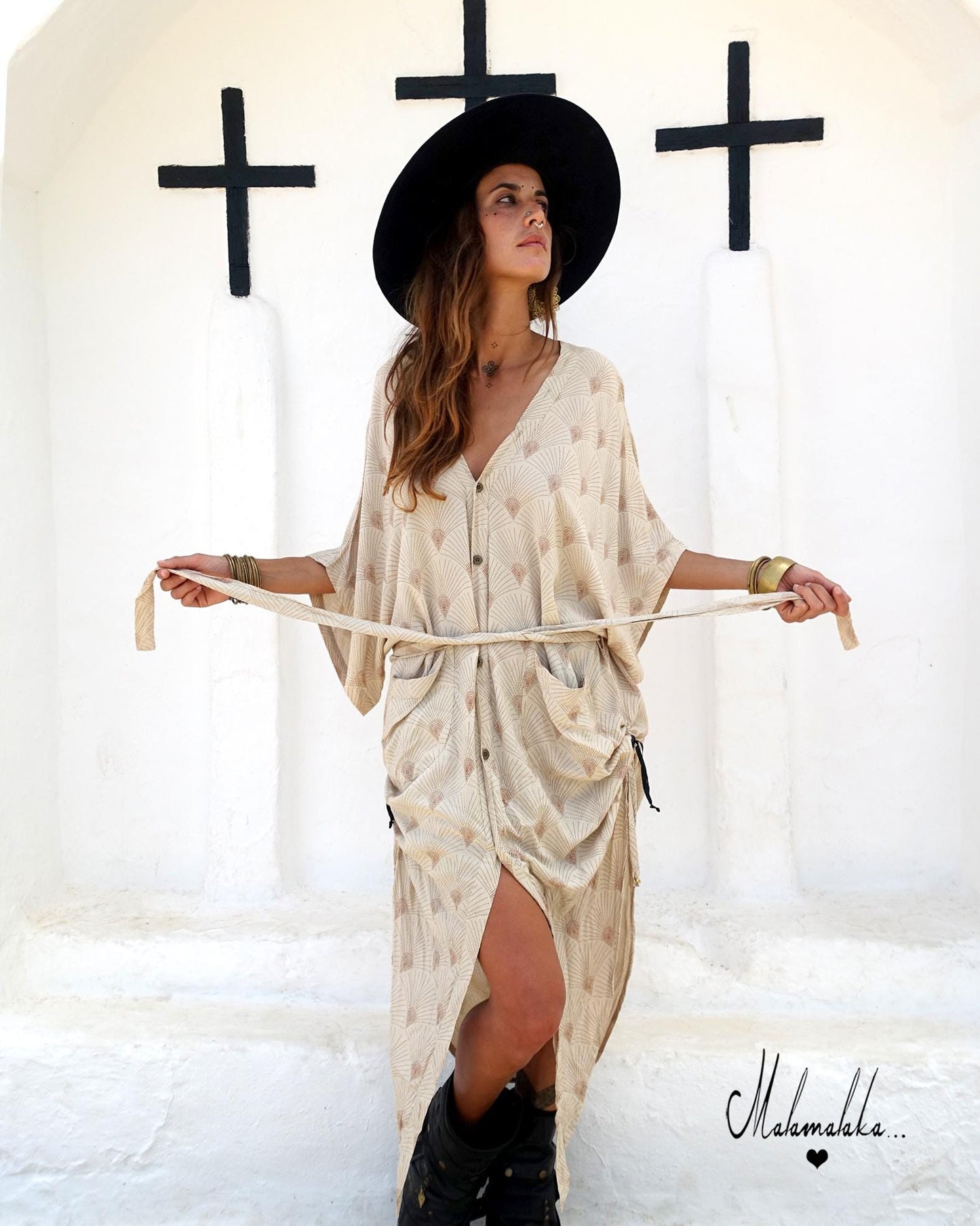 Boho Kimono Jacket | Detachable Hood · Tribal Festival Dress Kimono · Bohemian Style