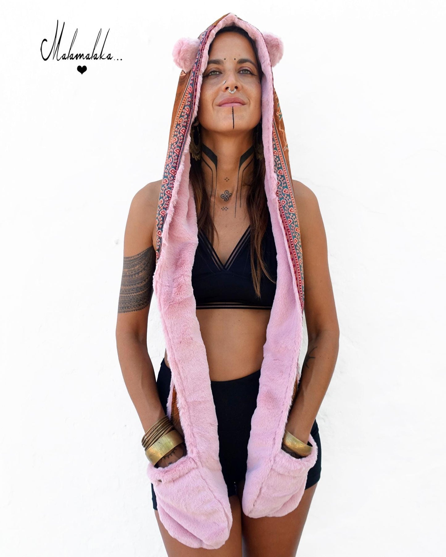 Capucha peluche reversible