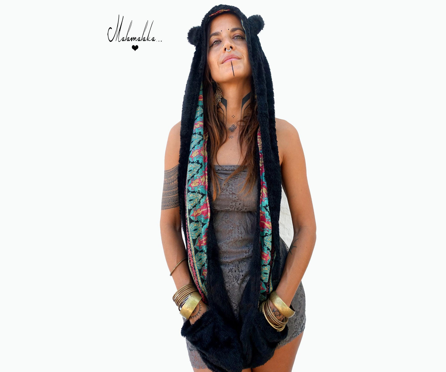 Animalakas Reversible Plush Hood | Unisex Festival Streetwear — One of a Kind