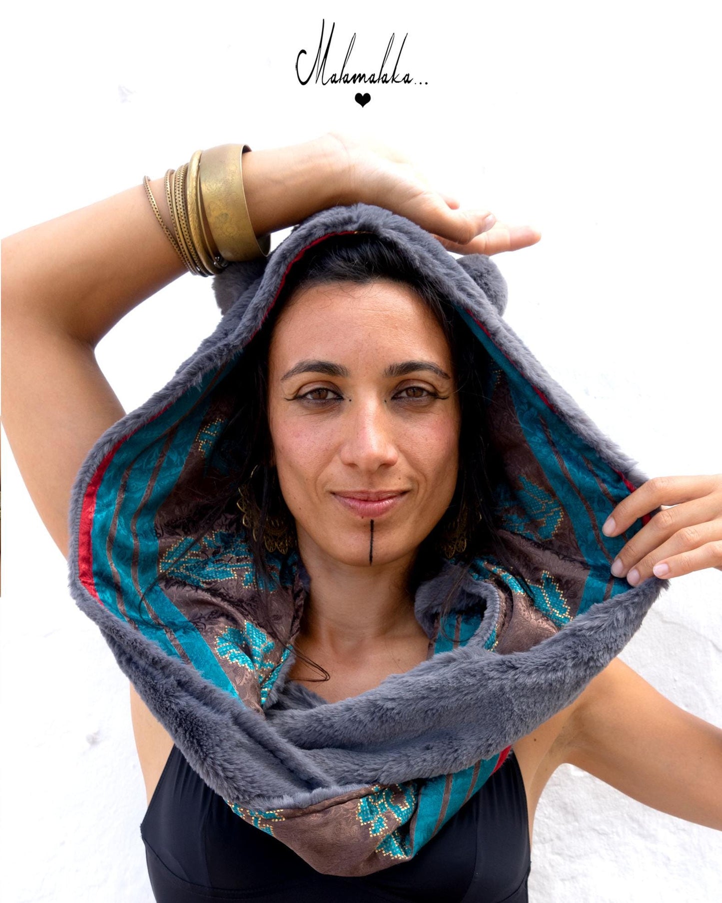 Animalakas Reversible Plush Hood | Unisex Festival Streetwear — One of a Kind